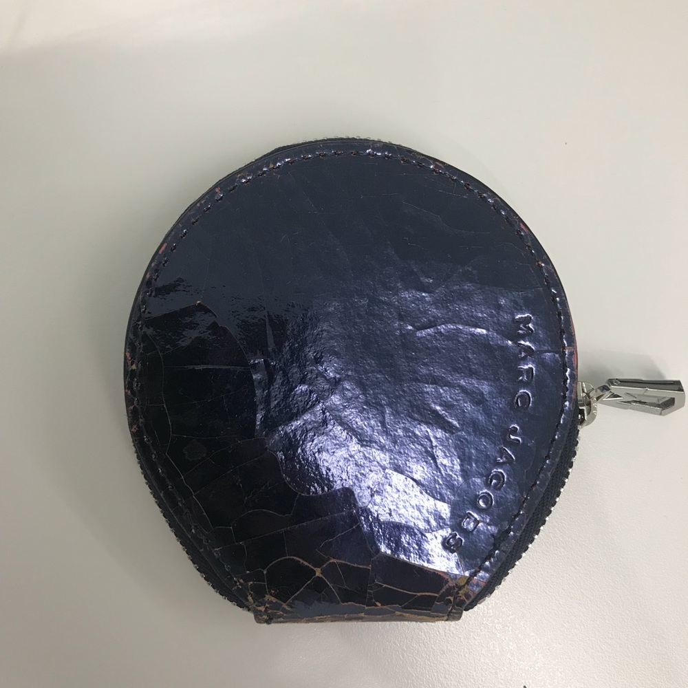 Marc Jacobs metallic blue distressed coin wallet